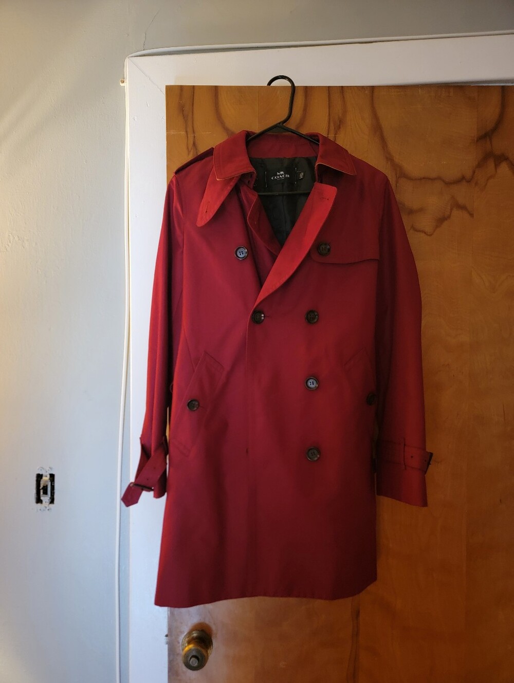 Coach Women's Double-Breasted Red Trench Coat